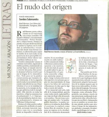 Jesús Soria reseña Sombra salamandra, el nuevo poemario de Raúl Herrero