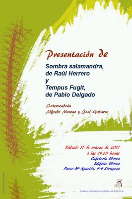 Presentación de Sombra salamandra, de Raúl Herrero y Tempus Fugit, de Pablo Delgado